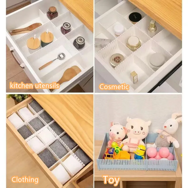 Drawer Partition Accessories Drawer DIY Storage Clapboard Cross Buckle Fixing Clip Divider Sock Underwear Organizer