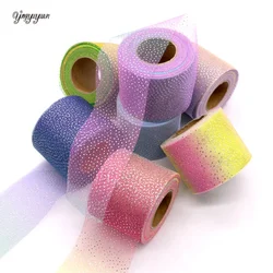 25Yards/roll 6cm Silver Glitter Dot Rainbow Tulle Mesh Ribbon DIY Headwear Organza Fabric Tutu Dress Baby Shower Party Supplies
