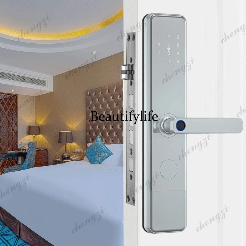 Apartment anti-theft door lock fingerprint password hotel hotel magnetic card induction swipe card