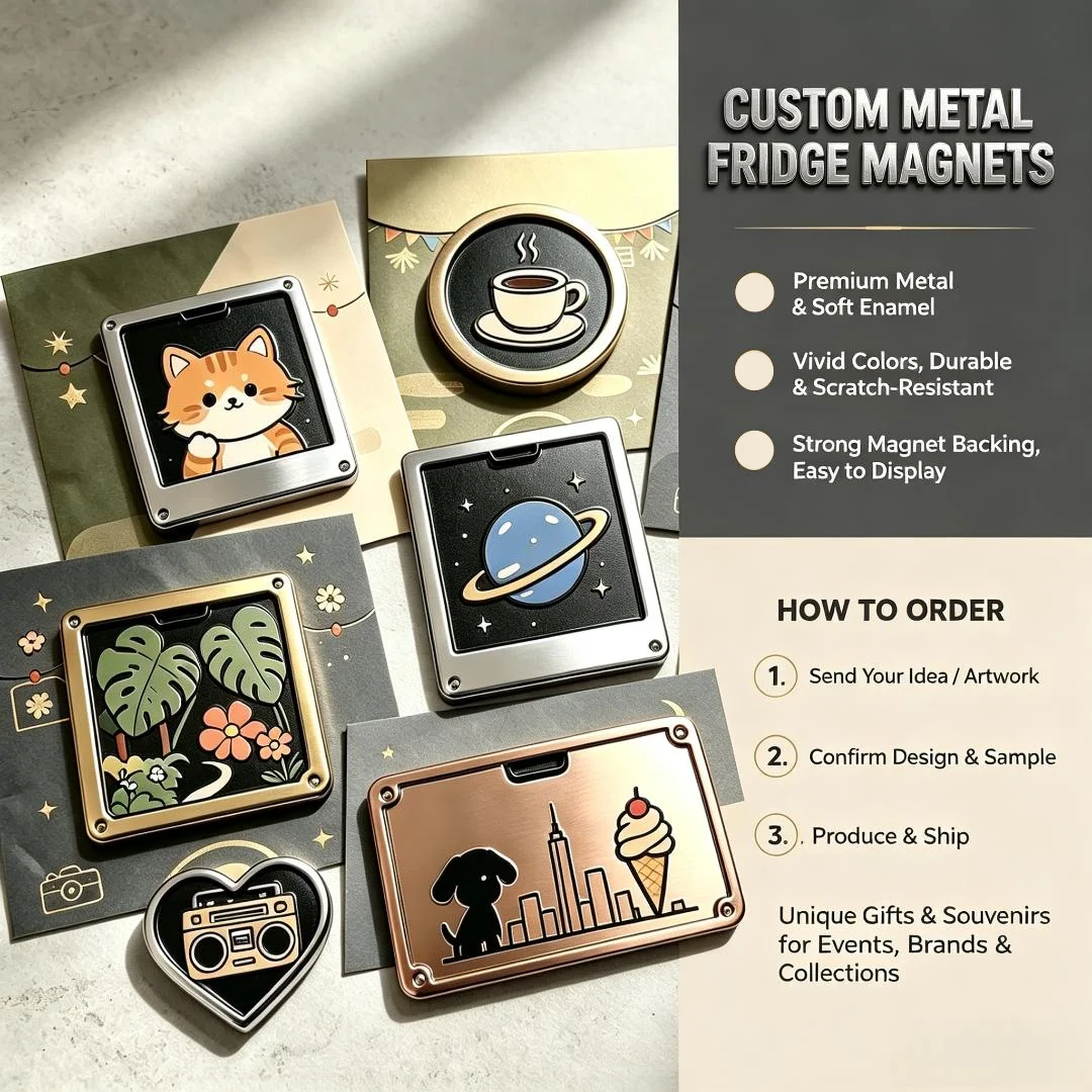 High Quality Customized Durable Plated Tourist Souvenir Metal Fridge Magnet Custom logo Engraving Manufacturer Fridge Magnets