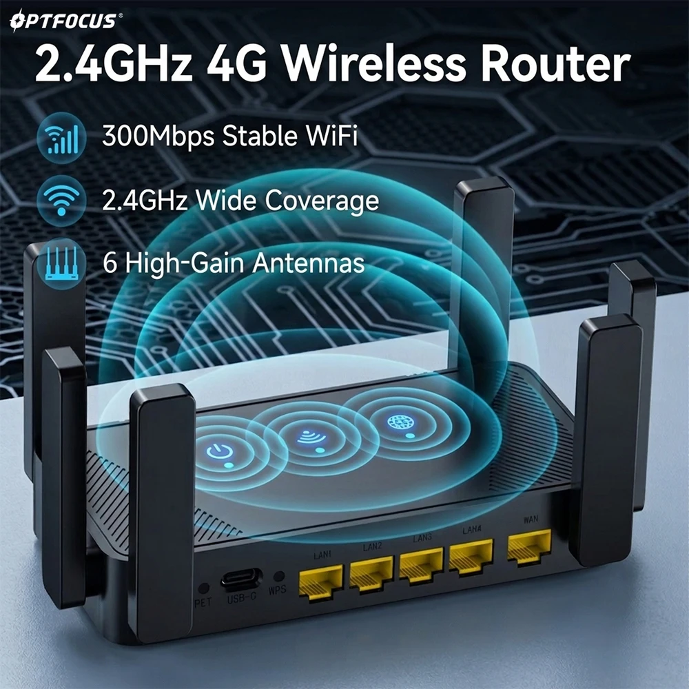 Smart Home Router - 300Mbps Wireless Router 2.4G WiFi Repeater