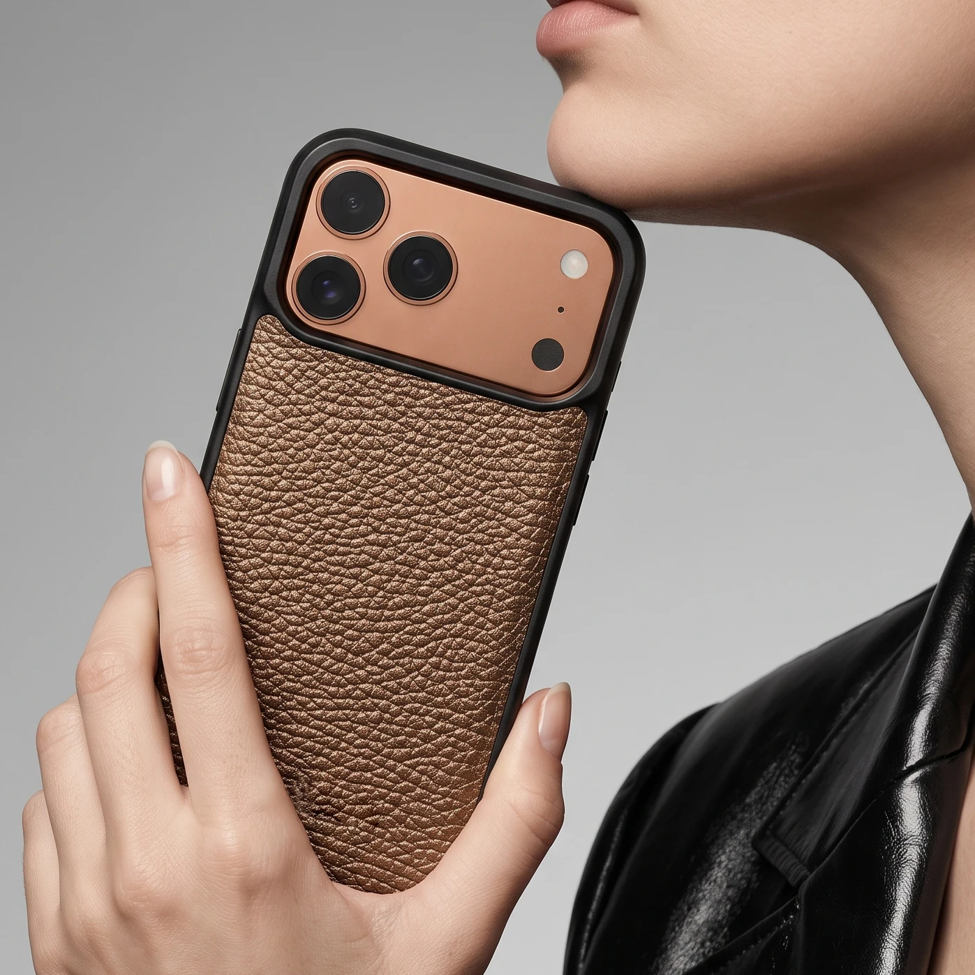 Horologii Personalized Luxury Mobile Phone Cover Case for Iphone 13 12 14 15 16 17 Pro Max Leather Gold Dropship