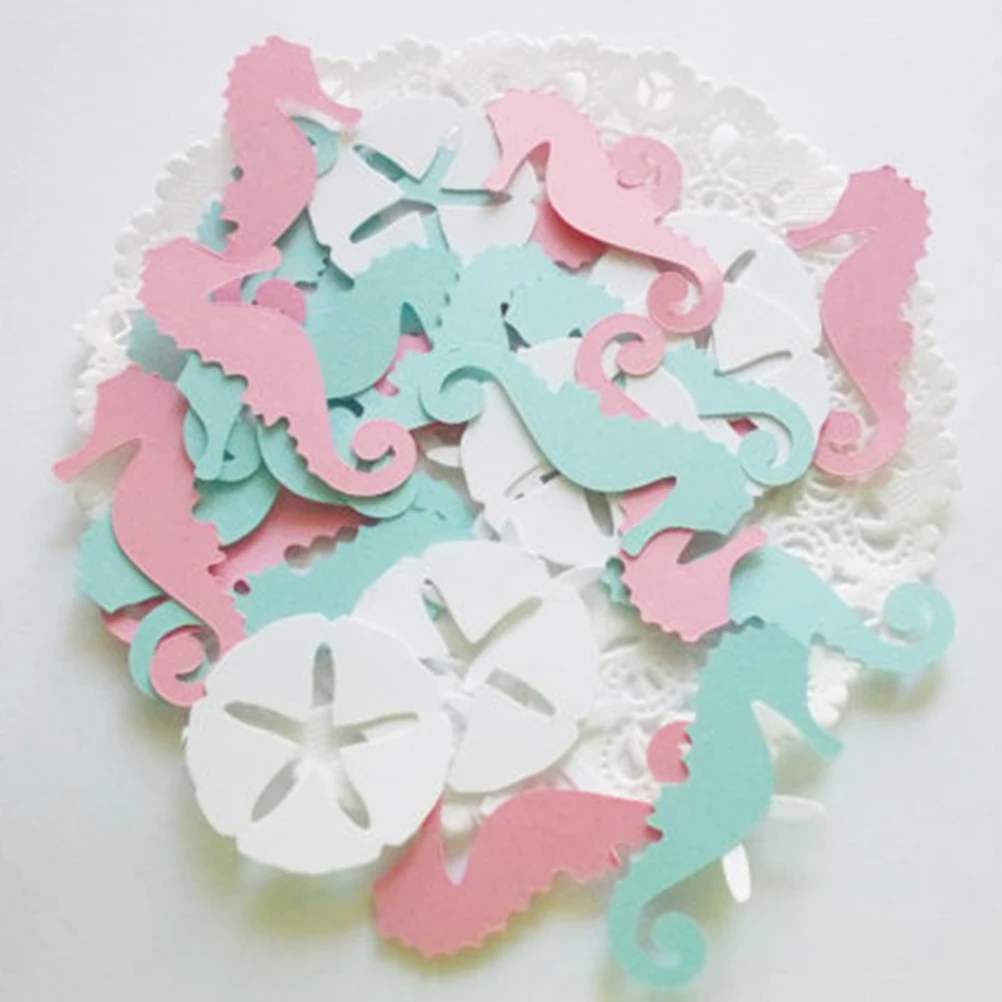 

100 Pcs Confetti Decorative Table Party Wedding Child Premium Paper Mermaid Pattern Festive Theme Vibrant Colors