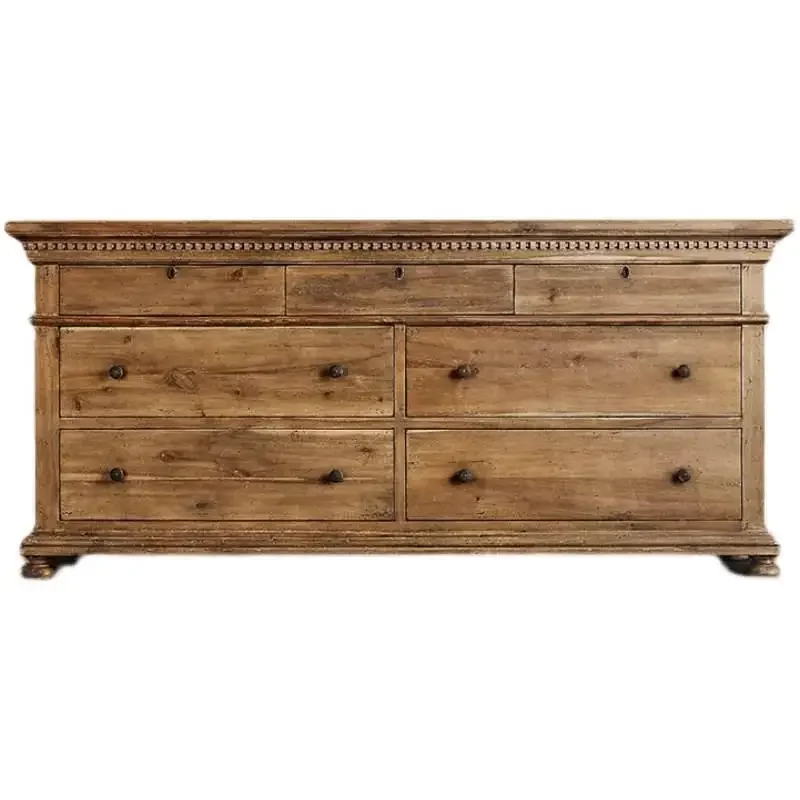 

Solid wood chest of drawers American country antique old oak gray drawer cabinet seven chest