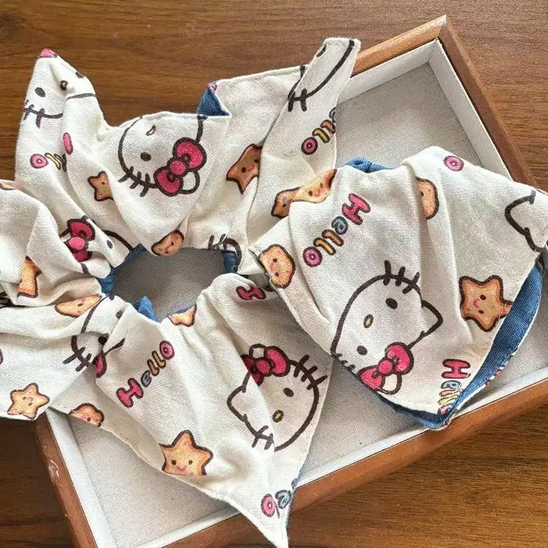 1 pz Sanrio HelloKitty Sciarpa quadrata Intestino crasso Anello per capelli Corda per capelli Hello Kitty Cerchio per capelli Ragazze Varietà Coda di cavallo Fascia