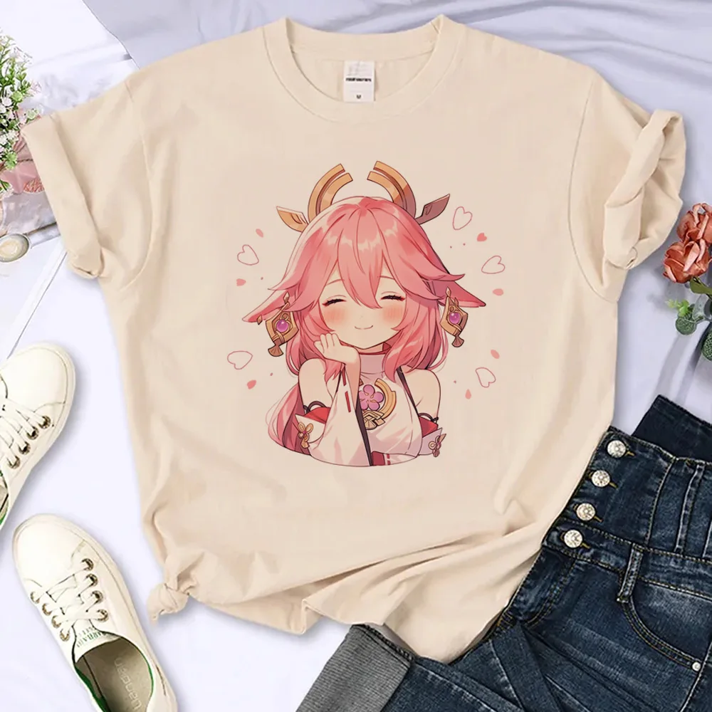 Camisetas Genshin Impact para mujer, camisetas harajuku, ropa japonesa de cómic para chica