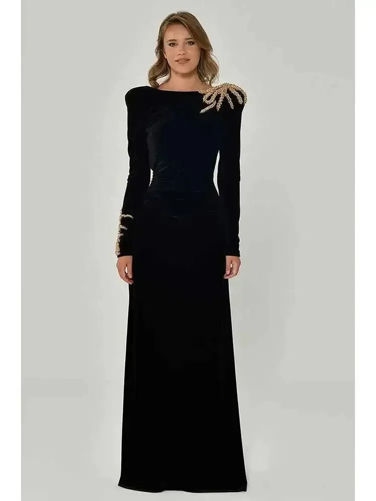 Robe de Soirée Mermiad en Velours Noir Personnalisée, Tenue de Scène Formelle Haut de Gamme, Dos aux, Festival Spécial, Haute Couture