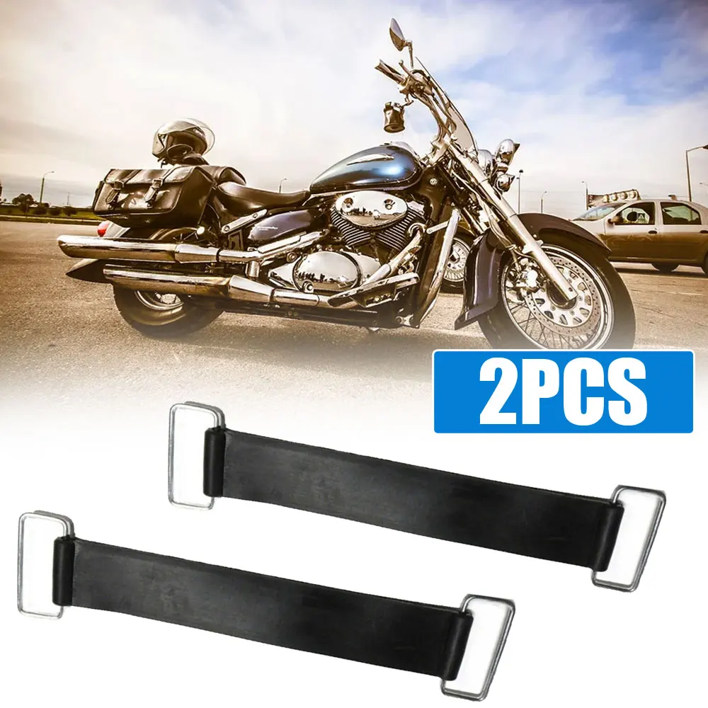 2x Universal Motorcycle Battery Strap Elastic Bandage Stretchable Fixed Strap Black Motorcycle Rubber Battery Strap Holder Belt