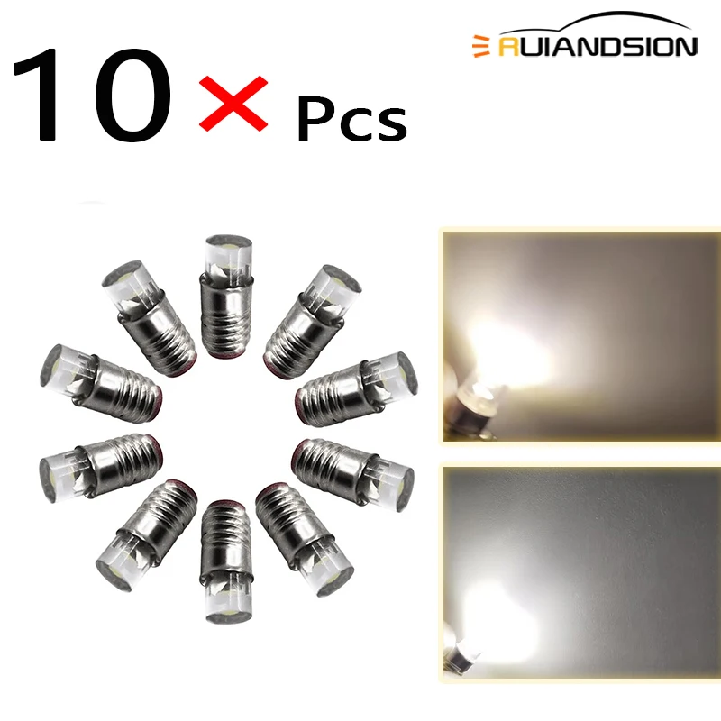 

RUIANDSION 10Pcs E5 E5.S LED Mini Screw Bulb F3 LED Waterproof 60Lm 6000K 4300K DC 3V 6V 12V 24V 4mm City Model Lamp Flatheaded