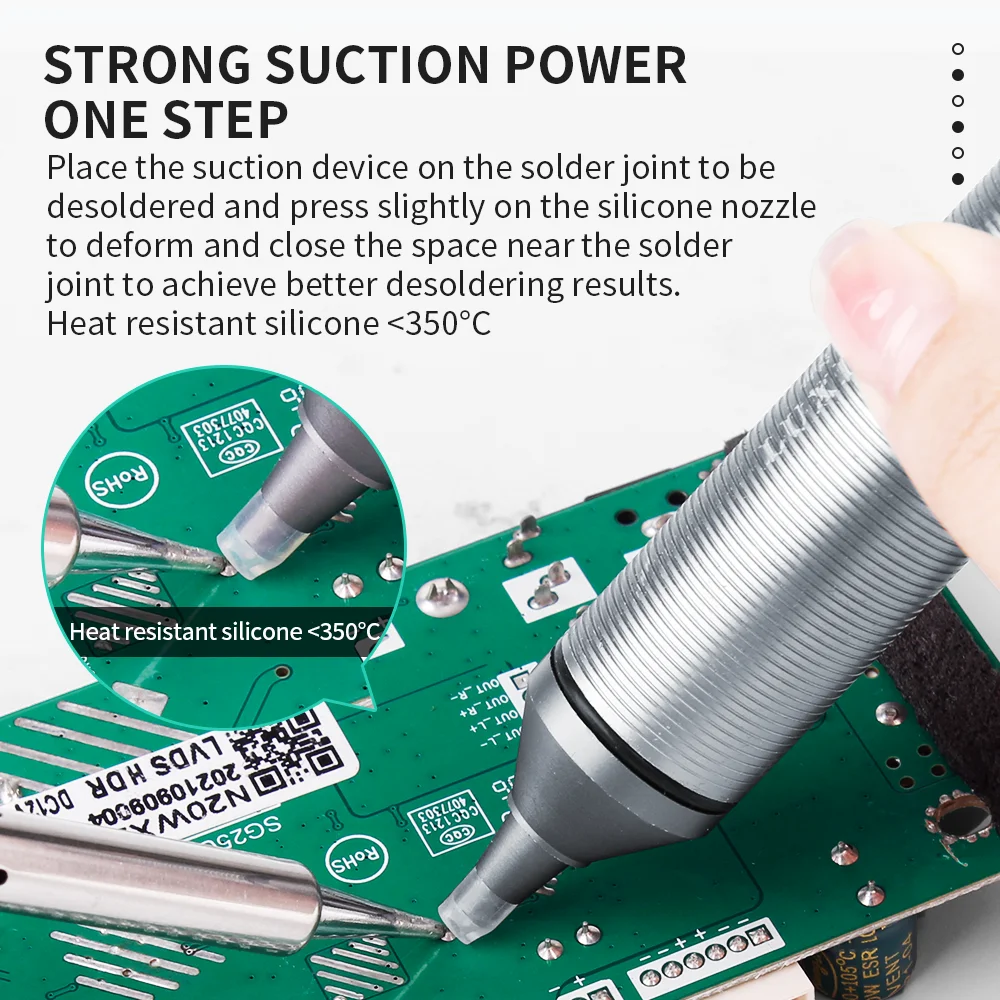 LUXIANZI Aluminum Desoldering Pump Powerful Suction Tin Removal Vacuum Gun Desolder Tool Solder Sucking Pen with Extra Nozzle