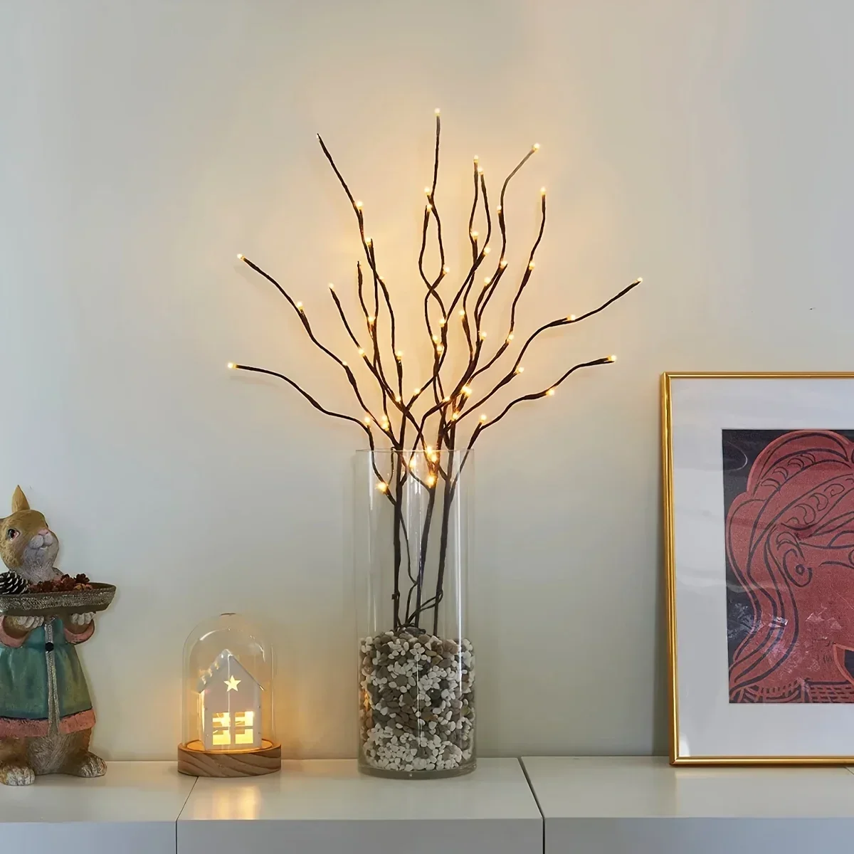 قطعة واحدة - ضوء ديكور فرع صناعي - مثالي لعيد الميلاد وحفلات الزفاف وديكور المنزل، مناسب للاستخدام الداخلي والخارجي