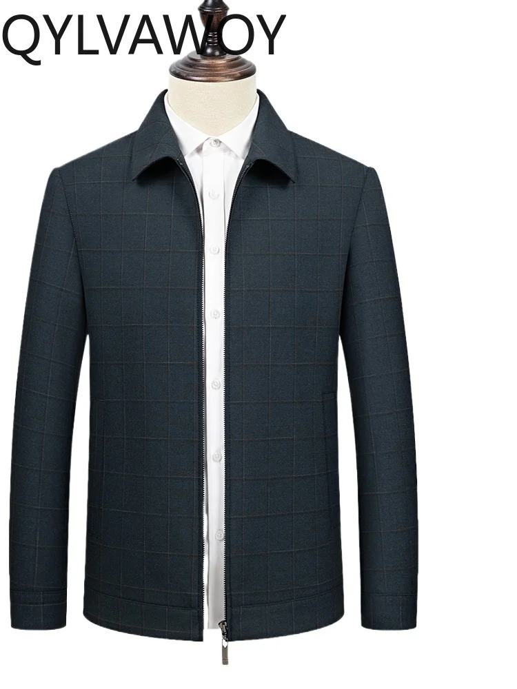 

QYLVAWOY 100% Polyester 2025 New Spring Dad's Outerwear Spring Autumn Men's Middle-Aged Elderly Grandpa Casual Jacket LJ2525