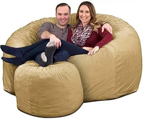 6ft Bean Bag Chair & Footstool, Oversize Bean Bag Chair for Adults, Comfy Chair Bean Bag Couch Lounge Sofa Lovesea