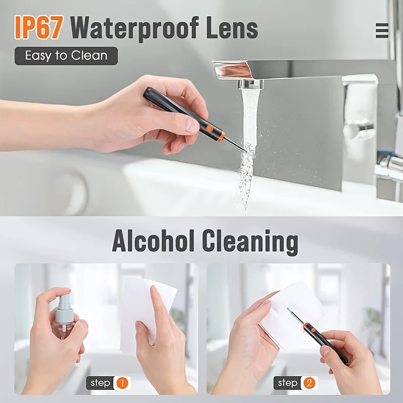 Entfernung von Ohrenschmalz, Ohrkamera, Kamera zum Entfernen von Ohrenschmalz mit 1080P, Otoskop mit Licht, Ohrenschmalz-Entfernungsset mit 6 Ohrstöpsel, E