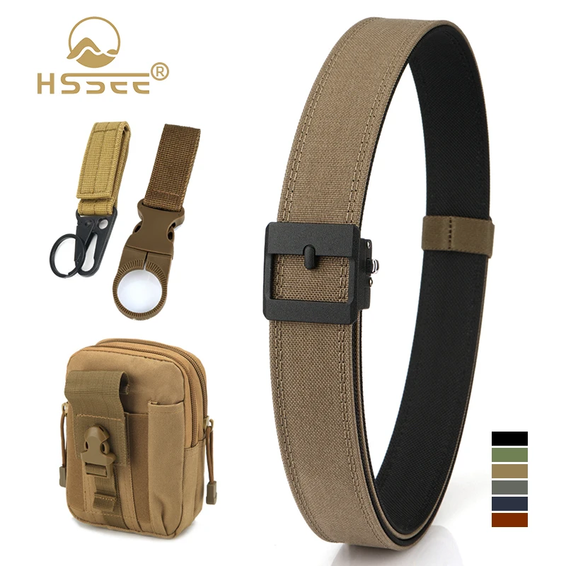 HSSEE New Tactical Outdoor Belt for Men Thick Nylon Overalls Casual Belt Metal Automatic Buckle Military Tactical Girdle Male