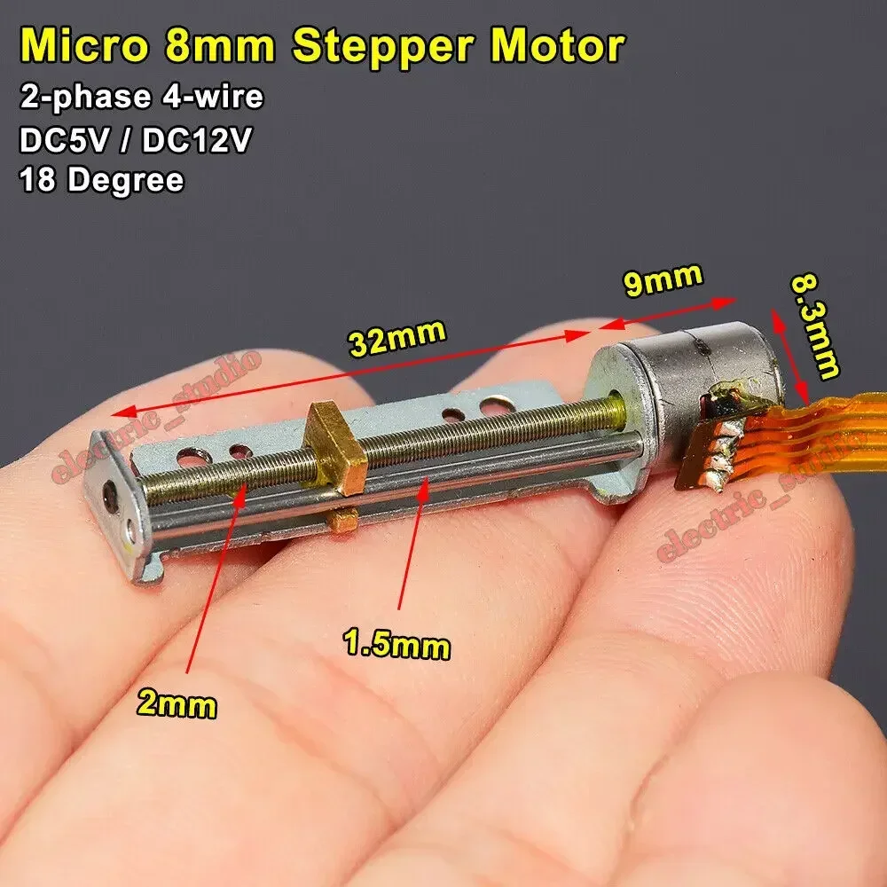 DC 5V/ 7.2V/ 12V Mini 2-phase 4-wire Stepping Stepper Motor Precious Linear Screw Slider Block Nut 30mm Stroke