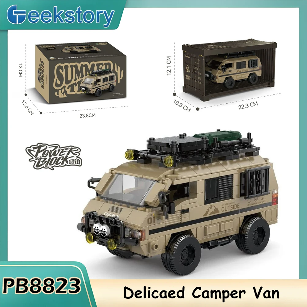 489 pçs pb8823 moc cidade off-road camper van modelo blocos de construção rv veículo carro caminhão tijolos com caixa de exibição garagem brinquedos presente