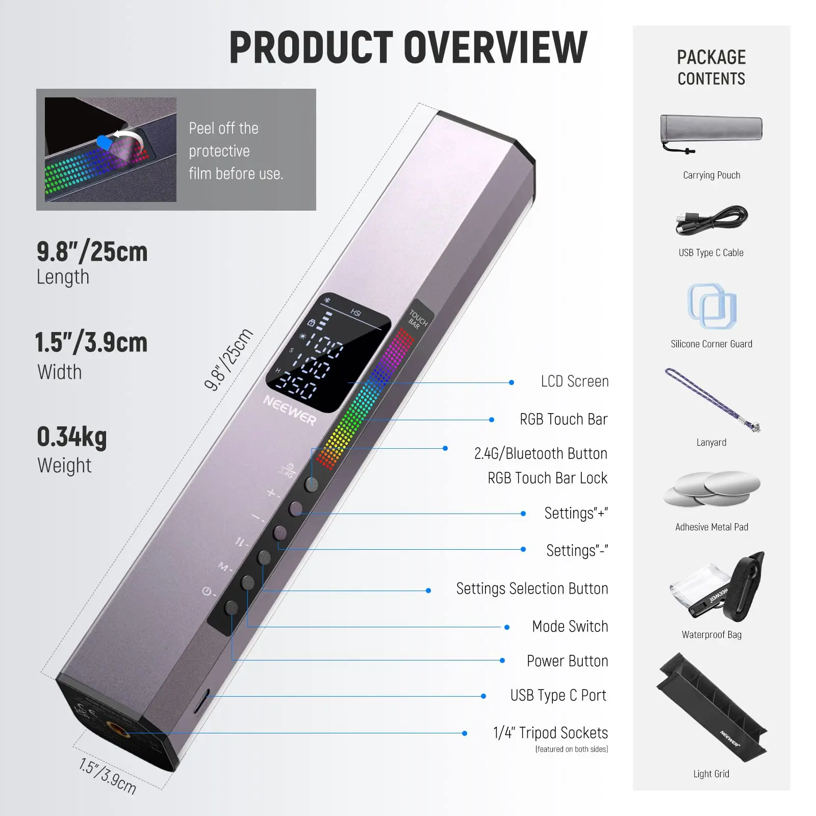 Video Lighting Equipment RGB Handheld LED Video Light Wand Stick with 6400mAh Built-in Battery