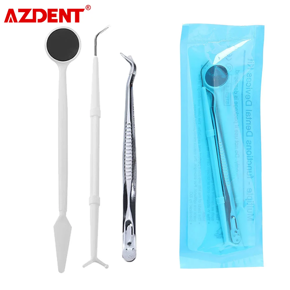 

AZDENT Dental Mouth Mirror Probe Explorer Examination Plier Tweezers Disposable Oral Care Kit Dentist Tool Lab Instrument