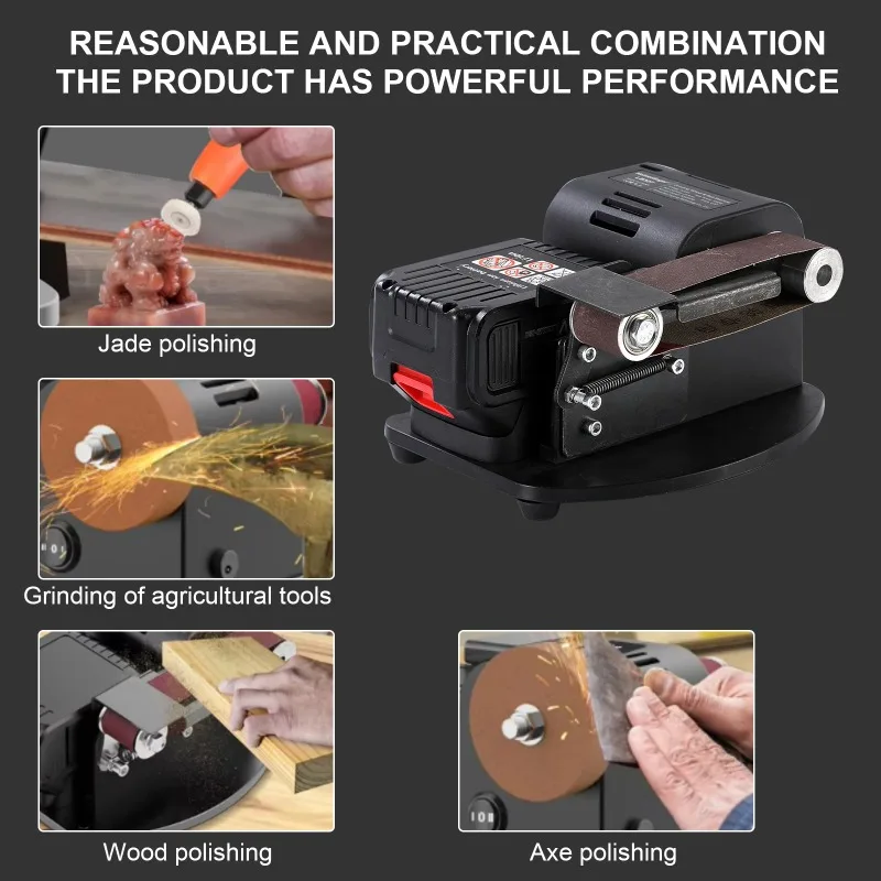 【Hot Item】Cordless Mini Belt Grinding hine Tool, grinder for knife electrical, Electric Sander Home Diy Polisher, No battery view 2
