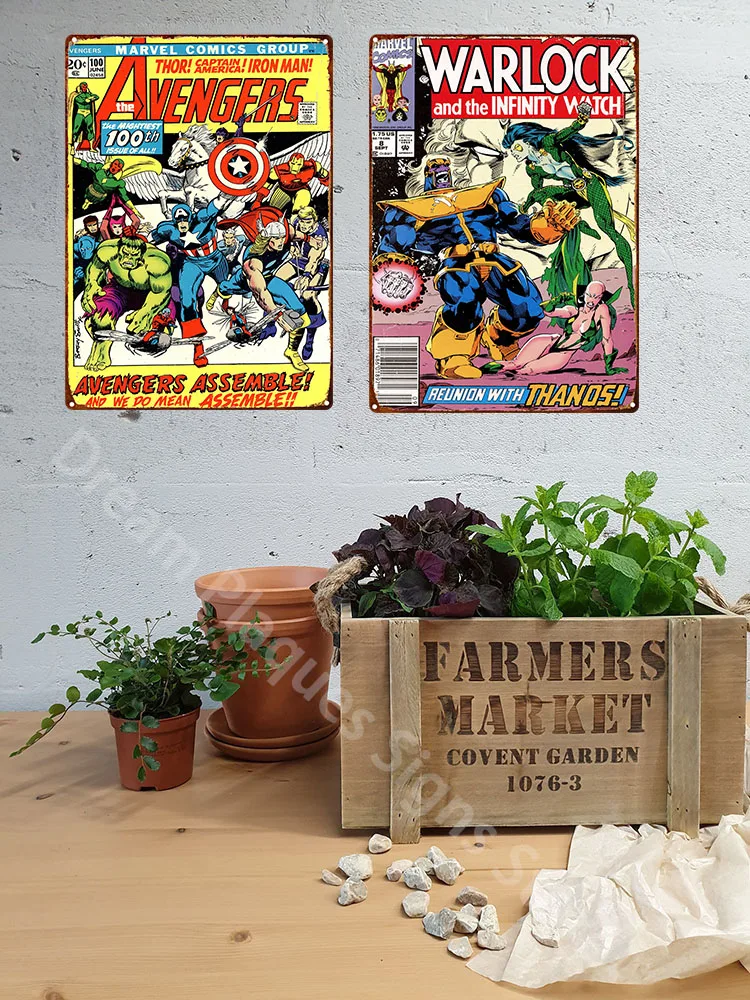 Miniso Disney Marvel Avengers Comic Metal Poster Tin Sign Club Bar Cafe Art Wall Metal Painting Living Room Decoration