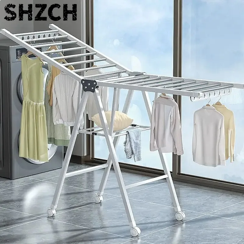 Foldable Floor-to-Ceiling Drying Rack for Clothes Quilt Hanger Balcony Bedroom