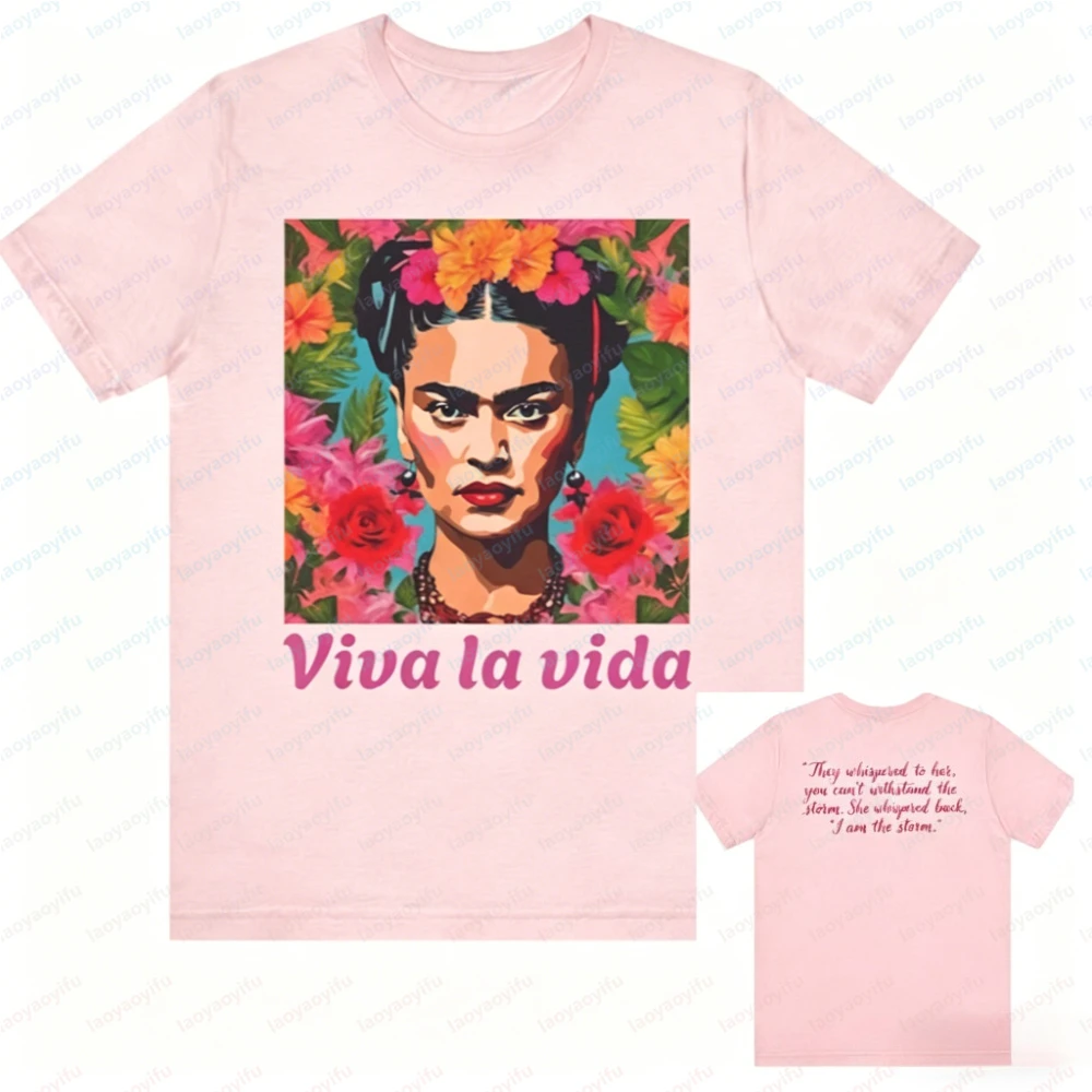 Viva La Vida Frida Kahlo Tee Empower Women Inspired in Frida Khalo Shirt Harajuku Oversized T Shirt Graphic Tshirts Vintage Tops view 4