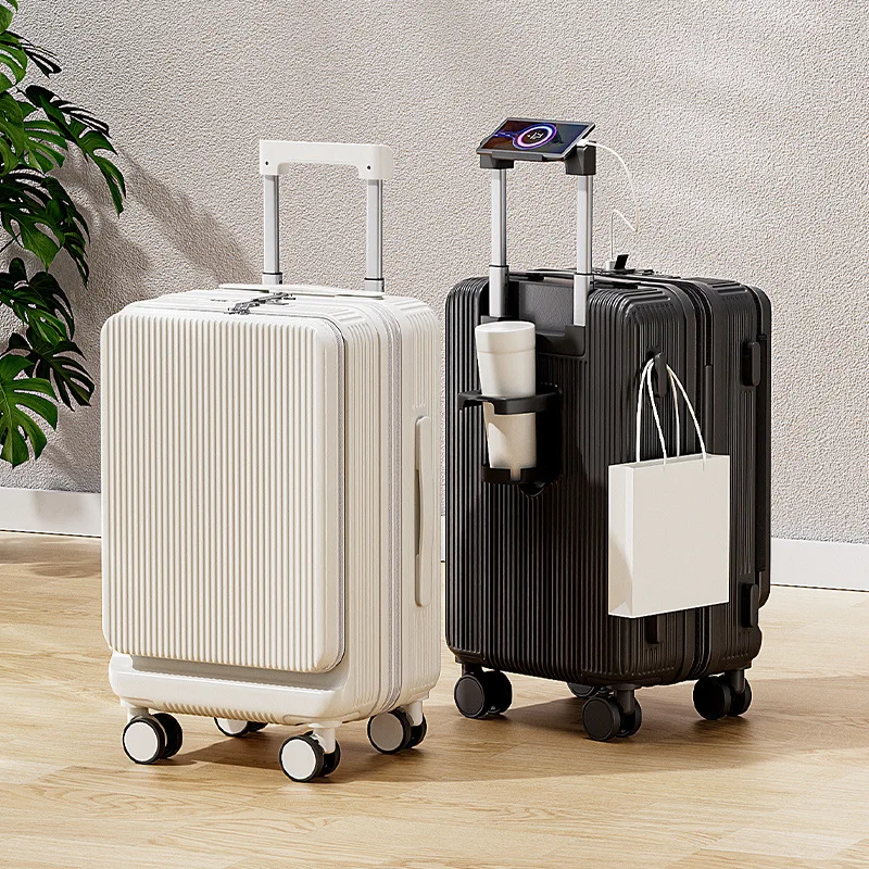 

Большой расширяемый чемодан с передним открытием, 20 дюймов, с кодовым замком, многофункциональный, на колесиках, для мужчин и женщин