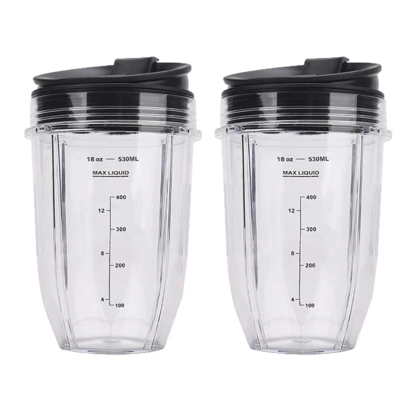 Active!2 Pcs 18Oz Replacement Ninja Blender Cups with Lid for Ninja Auto IQ BL480 BL642 BL450 BL682 BL480, BL490, BL640 BL680