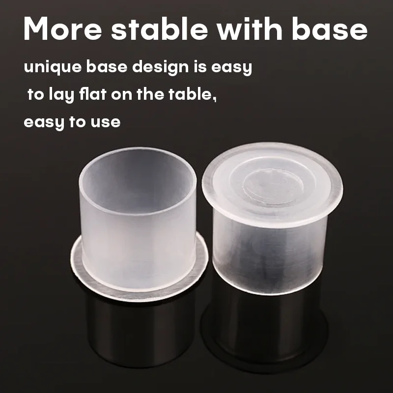 100Pcs POSEIDON Tattoo Ink Cups With Base  Plastic Disposable Pigment Clear Permanent Makeup Tattoo Accessory Tattoo Ink Cups