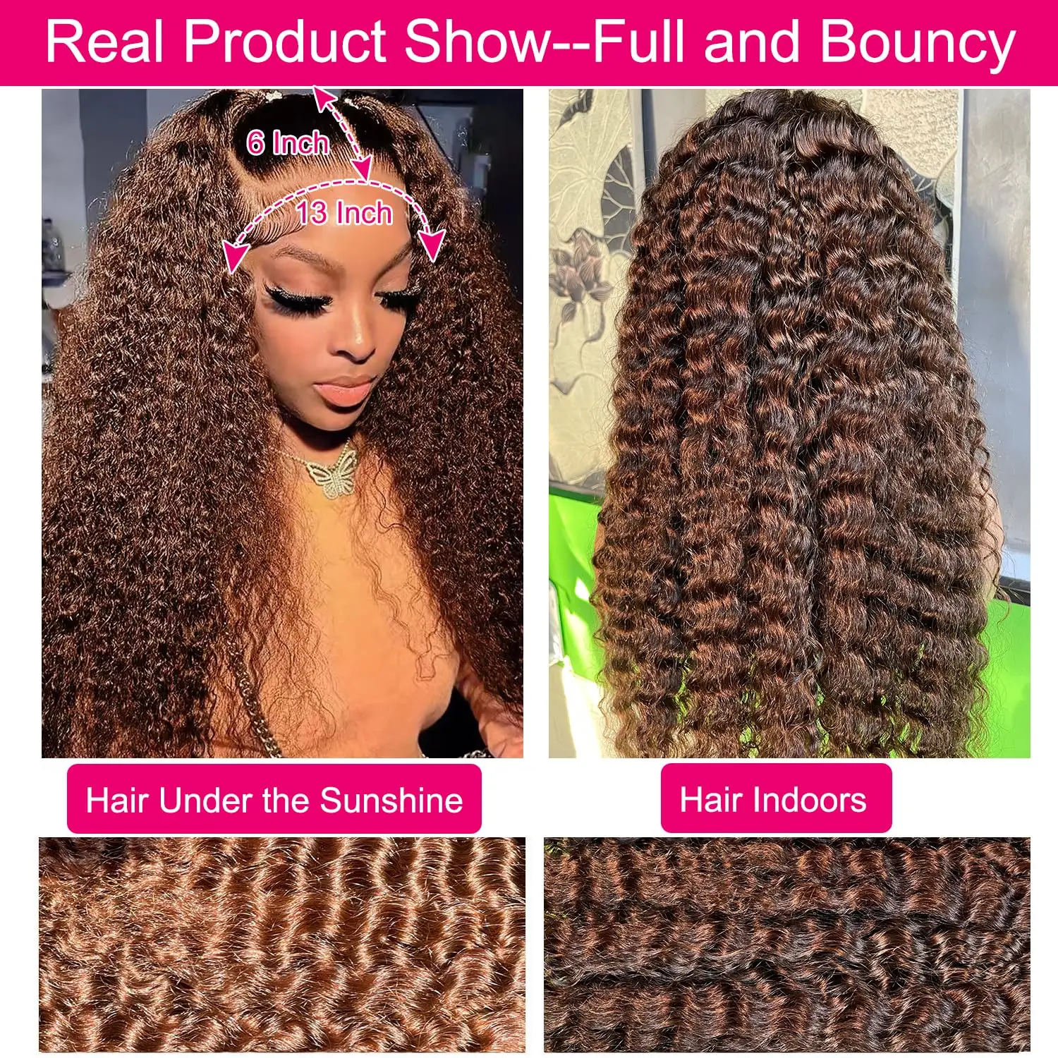 30 40 بوصة الشوكولاته البني موجة عميقة شعر مستعار أمامي 220 عالية الكثافة شعر بشري مجعد شعر مستعار ملون 13x4 Hd الدانتيل شعر مستعار أمامي للنساء