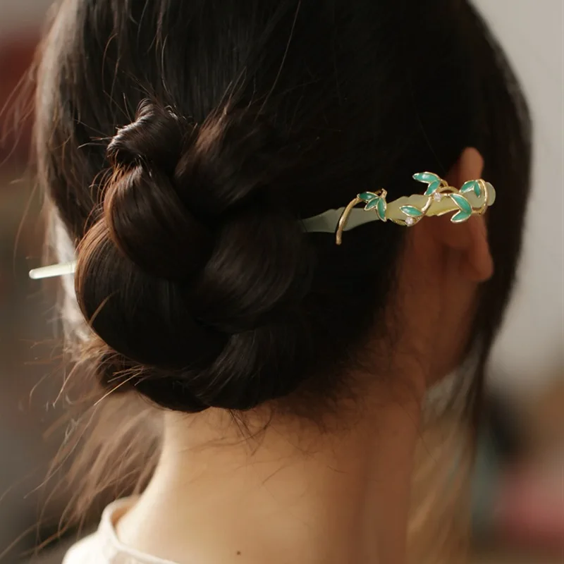 

Bamboo leaf hairpin, Chinese style coiled hair buckle, Chinese style hairpin, Hanfu hairpin, hairpin, bell orchid headdress