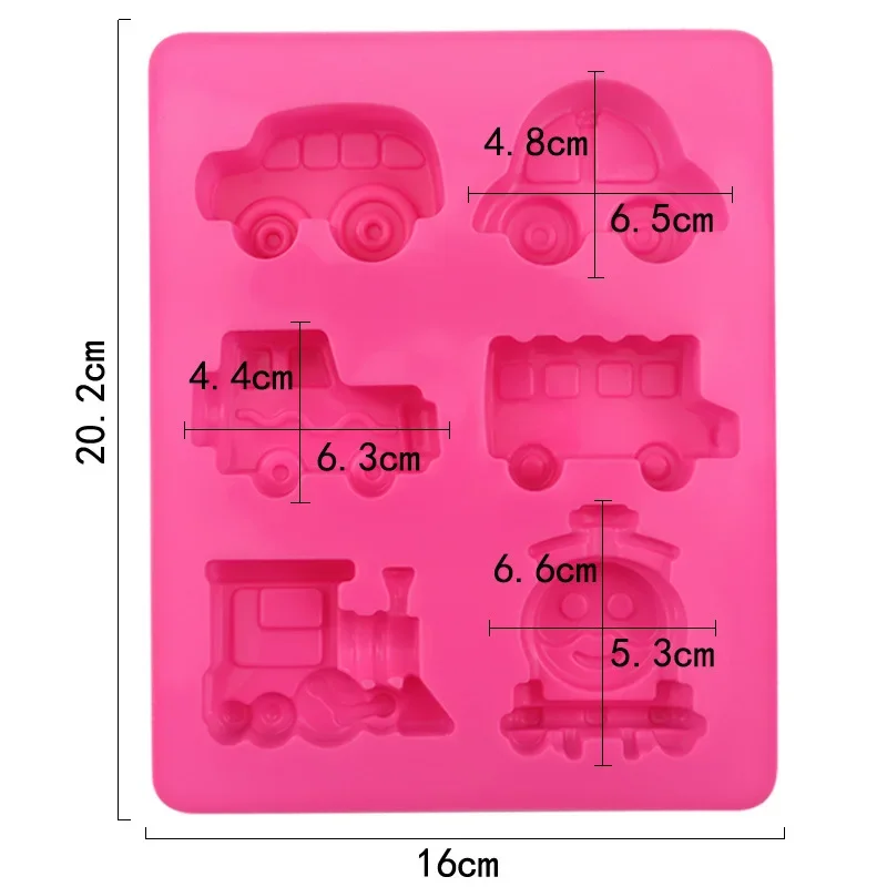 6 Holes Cartoon Car Train Silicone Soap Mold DIY Decorative Cake Biscuit Mold Handmade Baking Silicone Mold