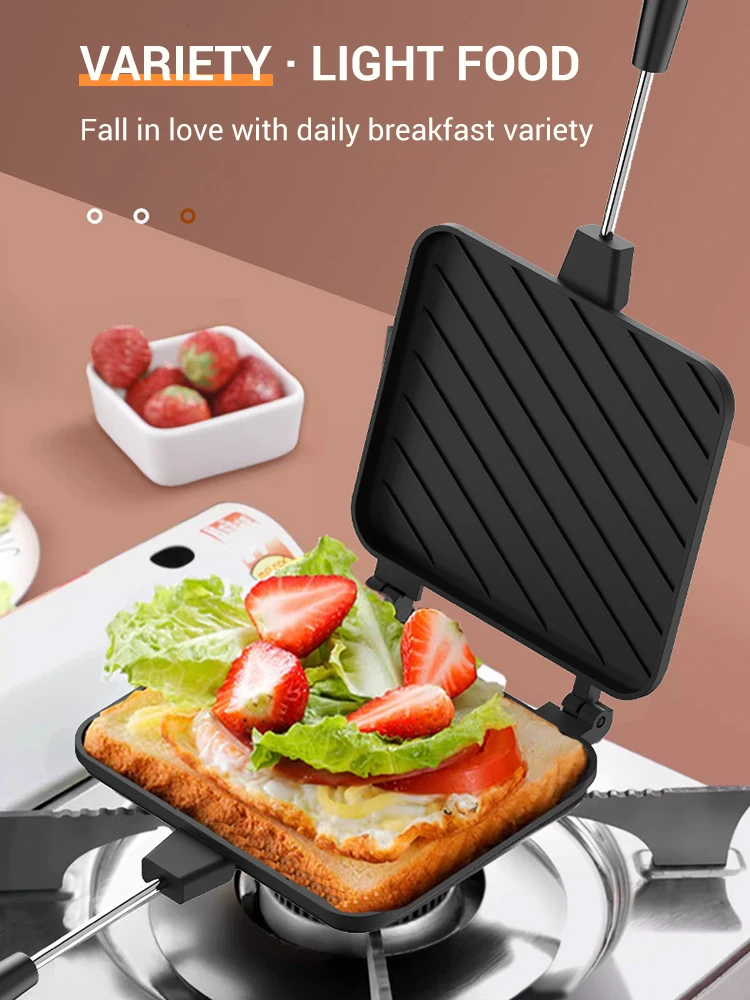 Gas Non-Stick Sandwich Maker Iron Bread Toast Breakfast Machine Waffle Pancake Baking Barbecue Oven Mold Mould Grill Frying Pan