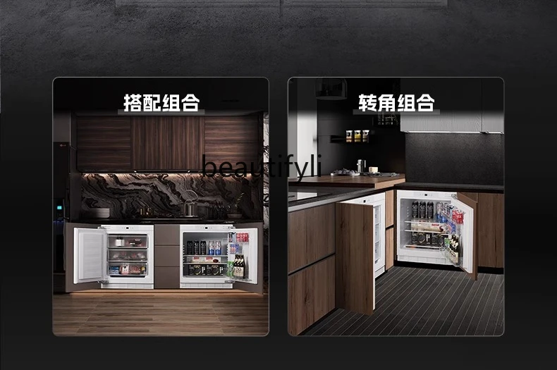

Undercounter fully embedded refrigerator hidden cabinet horizontal freezer refrigerated and frozen short