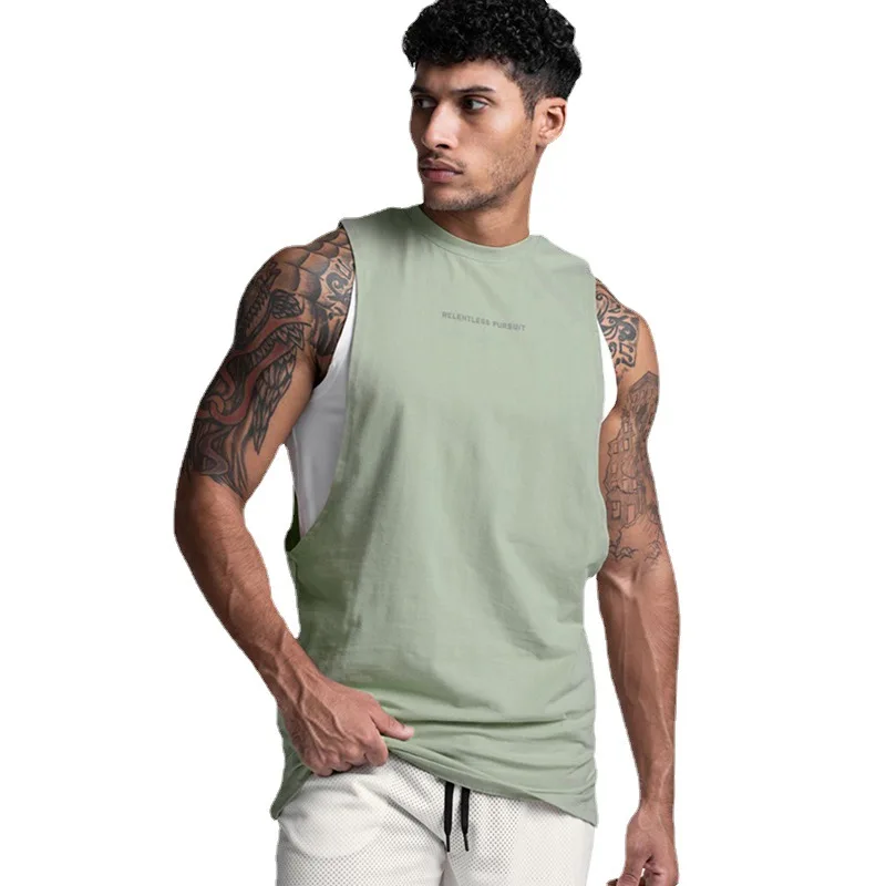 Men's Gym Tank Top Running Vest Basketball Jersey Bodybuilding Workout Stringer Singlets Training Fitness Sport Sleeveless Shirt