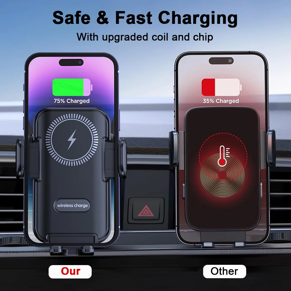 Wireless Car Charger Car Air Vent Phone Holder for iPhone 15 14 13 12 Samsung Xiaomi Fast Wireless Charging Station Phone Stand