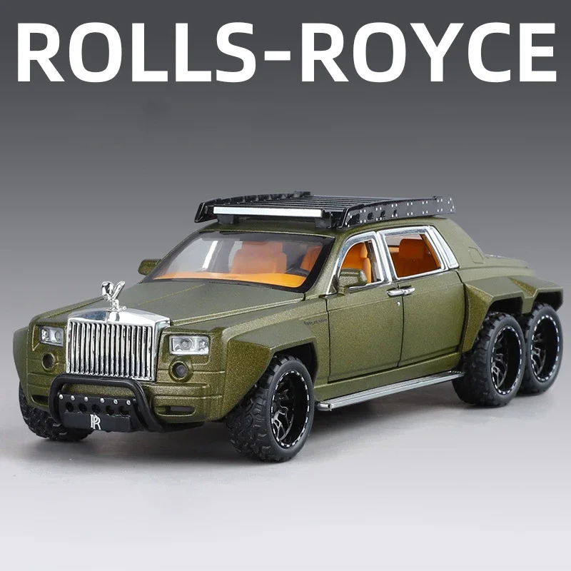 1:32 Rolls-Royce Phantom 6X6 รถรุ่นเสียงและแสงดึงกลับของเล่นเด็กของสะสมของขวัญวันเกิด