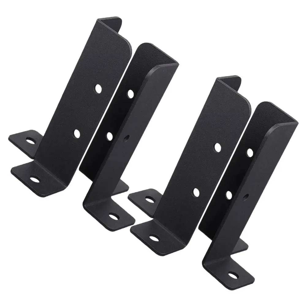 

4 Pcs Deck Post Base Brackets Fence Anchors Black Iron Cool pergola brackets garden edging balcony railing mailbox terrace tools
