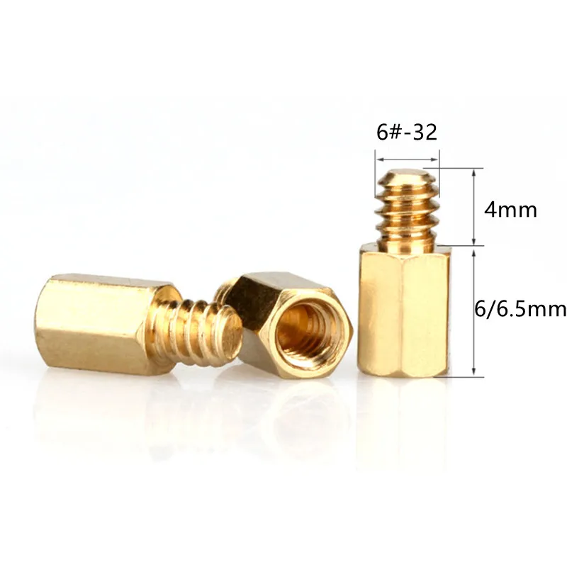 15pcs UNC 6#-32X6+4mm/6#-32X6.5+4mm Brass Motherboard Standoffs For Atx Computer Case Motherboard Female Male Standoff Spacer