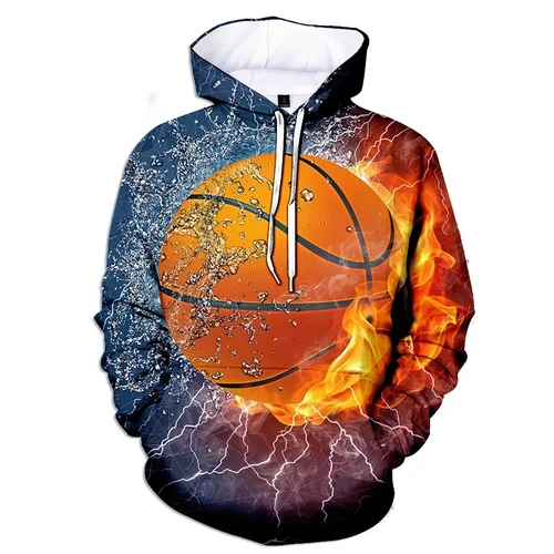 Imagen 2 del producto Sudadera con capucha de baloncesto para hombre, ropa deportiva de manga larga con estampado 3D, Jersey informal de gran tamaño, novedad de otoño, 2023
