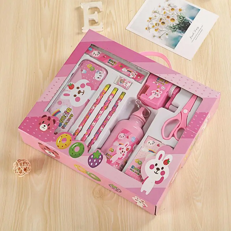 Cute Stationery Set Cartoon Animal Pencil Case Set Water Bottle Notebook Stationery Kit Kids Art And Crafts For Birthday Holiday