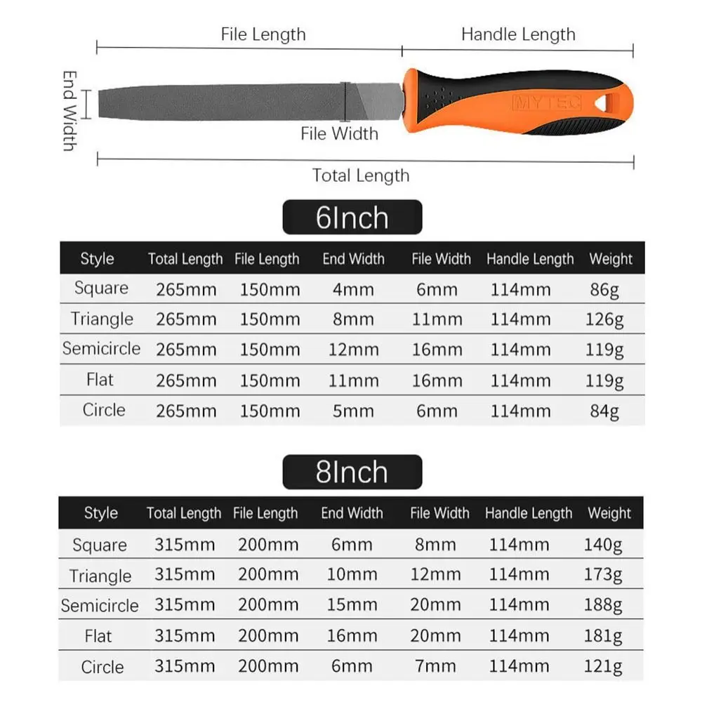 Steel Steel Files Flat/Semicircle/Circle/Triangle/Square 6/8 Inch Hand File Straightening Sharpening Wood Sharpener