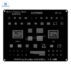 DIYPHONE 블랙 스틸 BGA 리볼링 스텐실, 아이폰 16, 15, 14, 13, 12, 11, XS, X, 8, 7 시리즈용, CPU IC 칩 주석 식재 납땜 그물