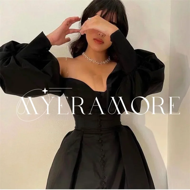 Abiti da sera linea A in raso moda manica lunga abito formale con scollo a cuore abito da ballo lungo fino al pavimento personalizzato فسات intellimavera