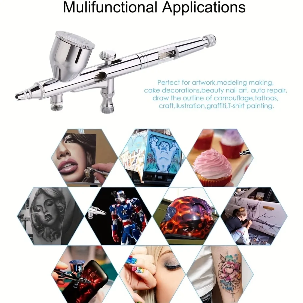 HY180 Dual-Action Schwerkraft-Airbrush-Set, 0,2/0,3/0,5mm Düsen, für Kunstmalerei, Modellbau & Autolackreparatur – Detail 5