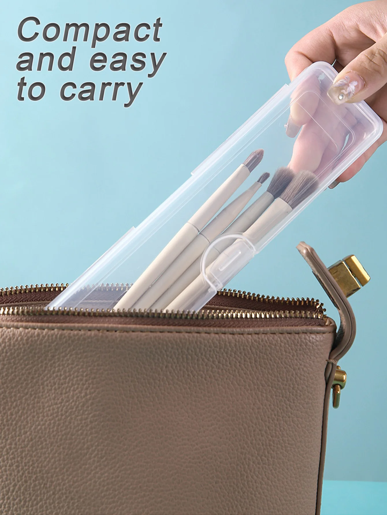 1/2 Uds. La caja de almacenamiento de brochas de maquillaje transparente PP se puede colgar para almacenamiento de escritorio, a prueba de polvo, accesorios de herramientas de belleza portátiles