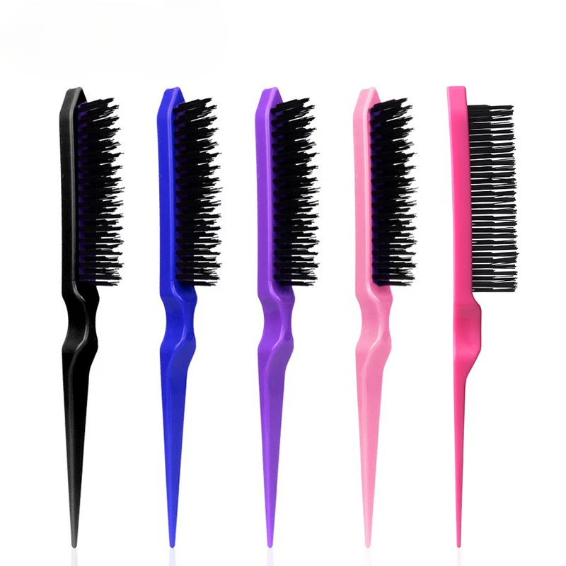 Salon Teasing Back Hair DIY Brushes Boar Bristle Wood Slim Line Comb Hairbrush Extension Hairdressing Professional Styling Tools