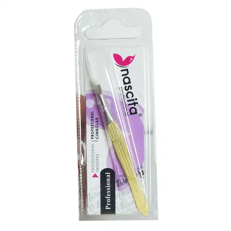 Flat Toe Gold Tweezers 1 Pcs