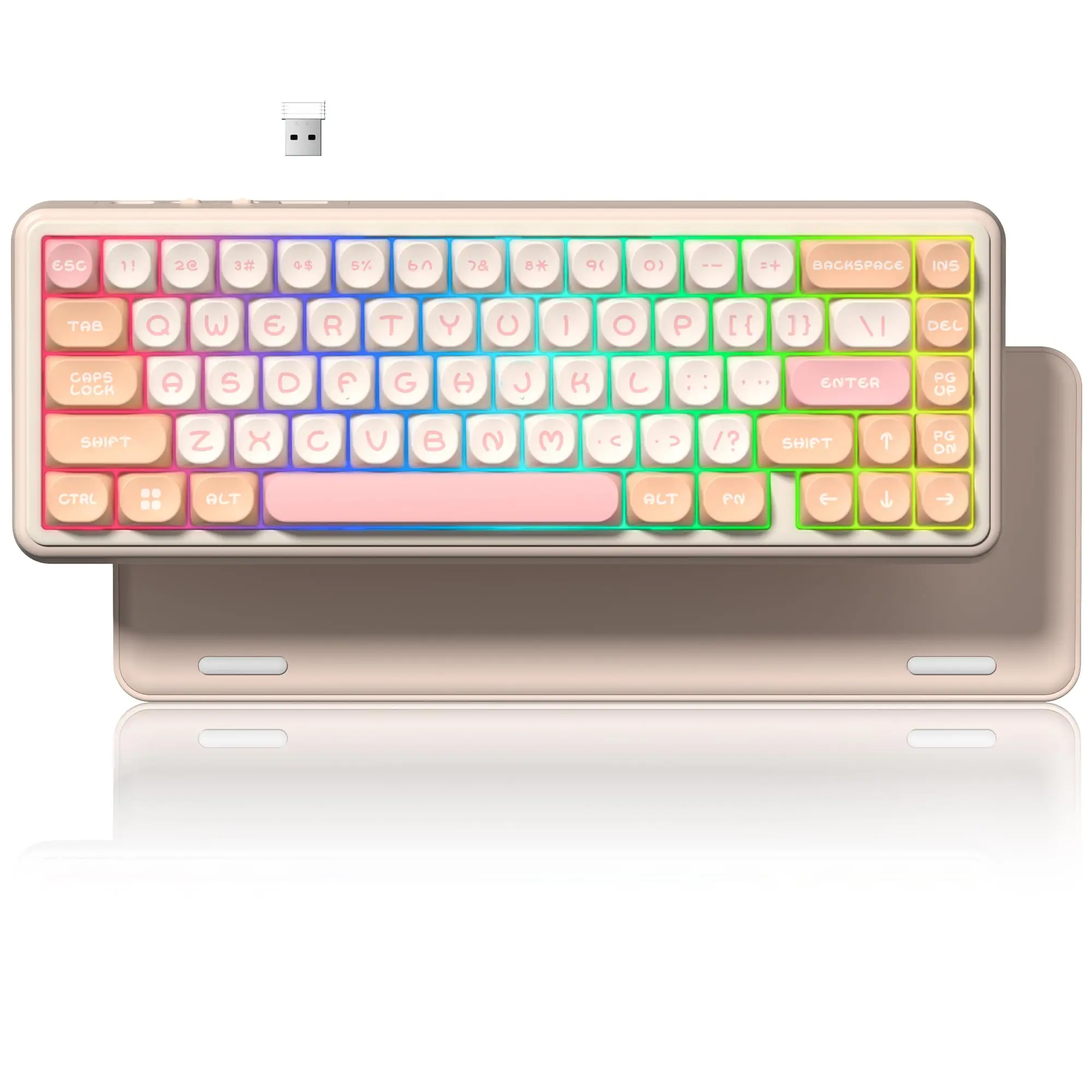 womier rosa moa 65 teclado mecanico de jogo tri mode hot swap bluetooth 24ghz usb c sem fio rgb gamer teclado mecanico 01